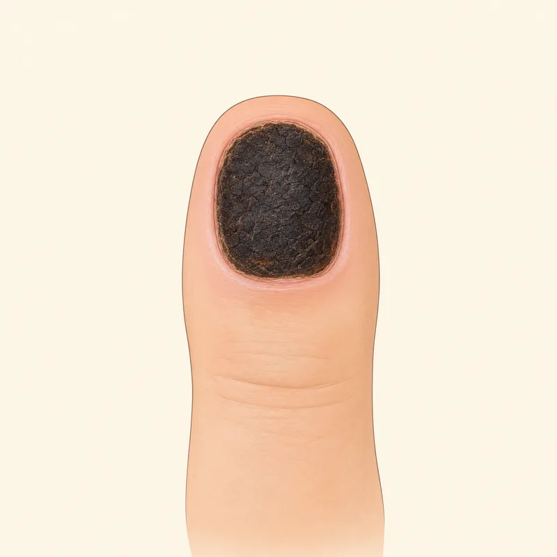 Illustration: Firm, leathery black tissue