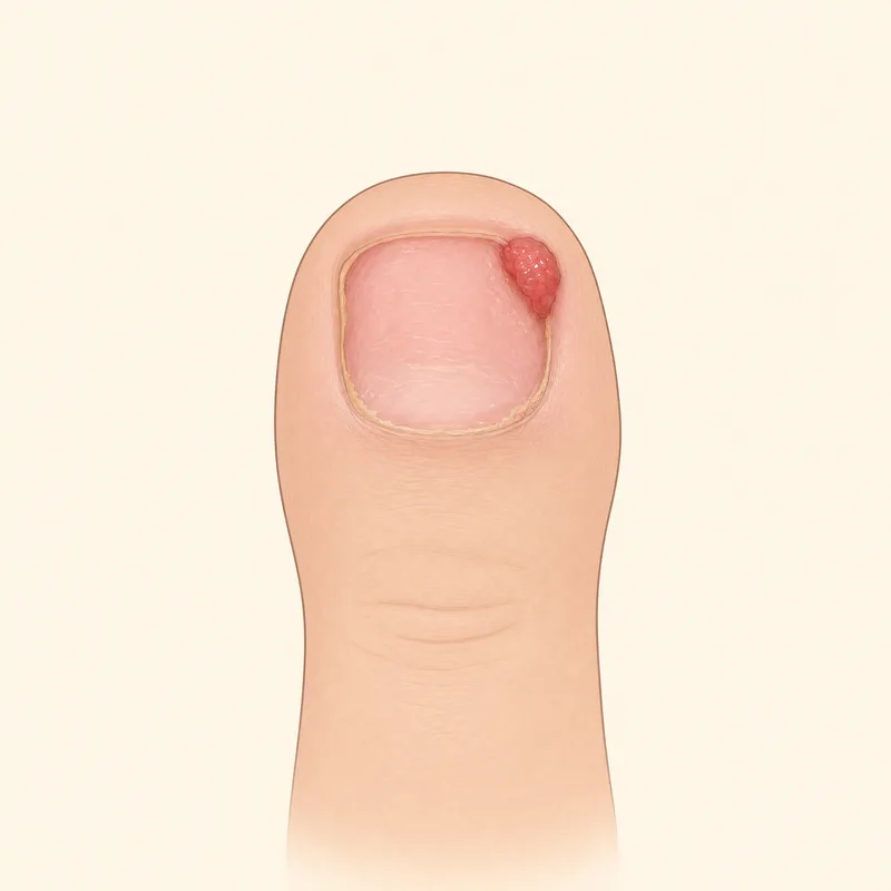 Illustration: Shiny red mound at the nail fold