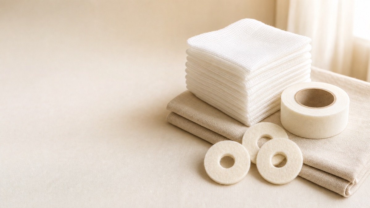 Dressing and padding supplies used after plantar wart removal