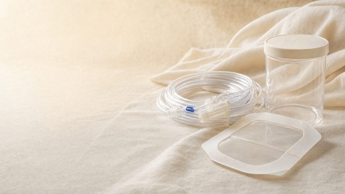 Medical tubing and dressing supplies representing negative pressure wound therapy