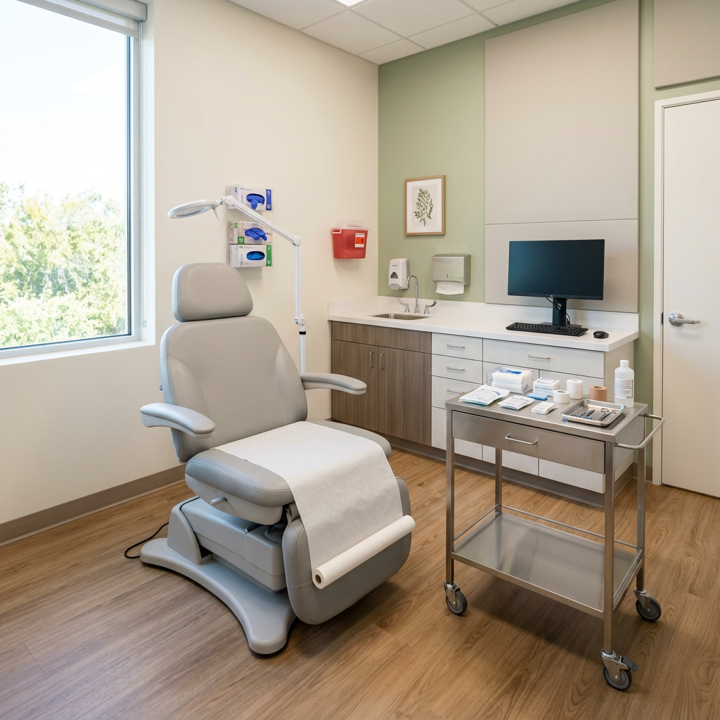 A clean, modern wound-care exam room